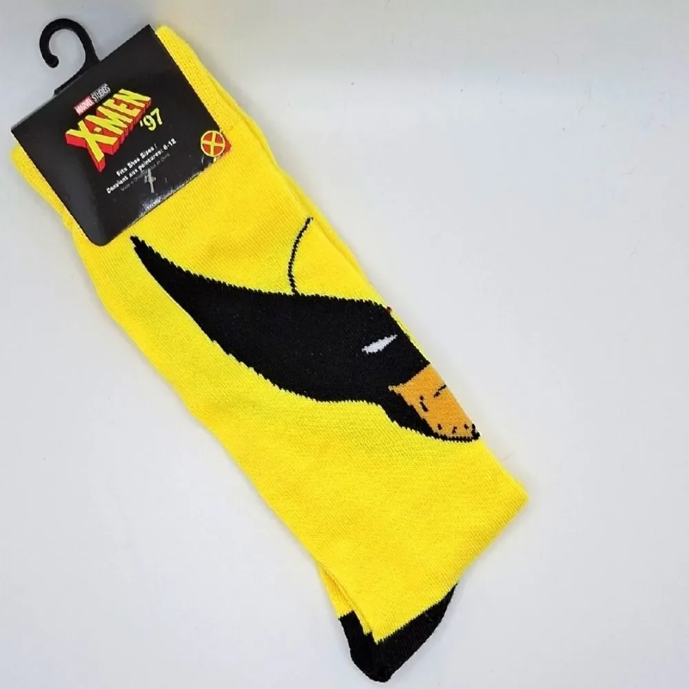 X-Men Wolverine socks Marvel Yellow crew Socks